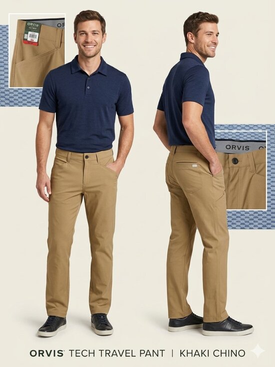 Orvis Other - NWT Orvis Men’s Tech Travel Pants – Khaki Chino – Size 34x29
